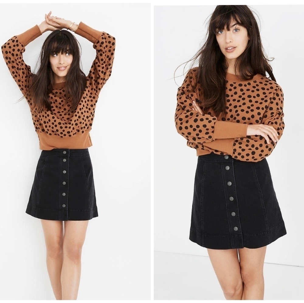 💜 🆕 Madewell Metropolis Snap Denim Skirt Black